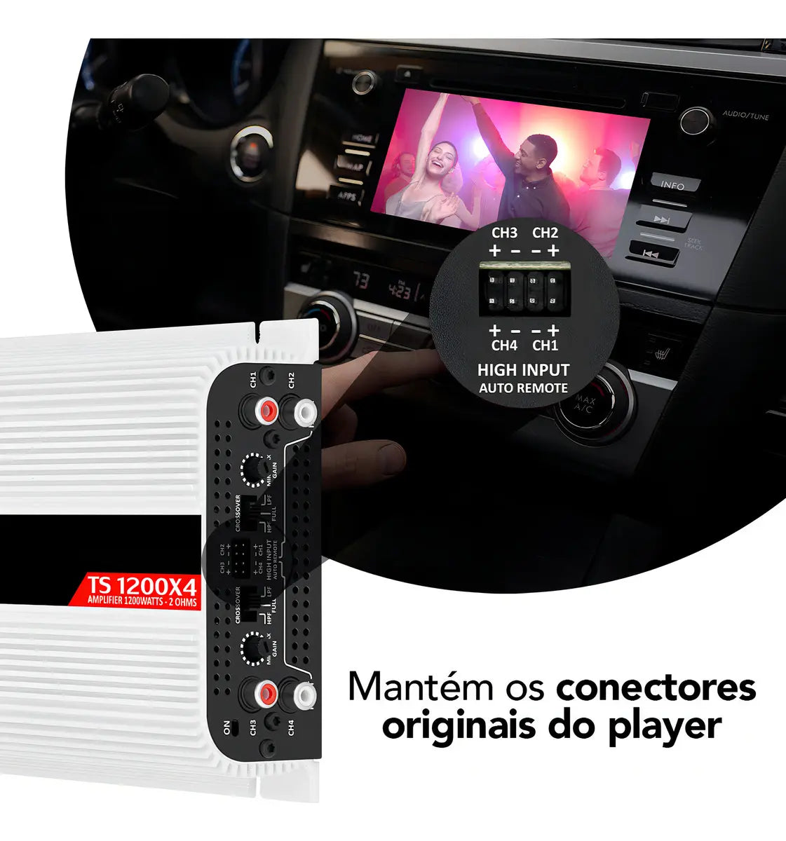 Modulo Amplificador Taramps Ts1200X4 2 Ohms 1200W Potencia Som Automotivo Alto Falante Driver Super Tweeter Entrada RCA 4 Canais Estereo Crossover HPL LPF FULL Conexao Bridge Branco Carro Camionete - Image 8