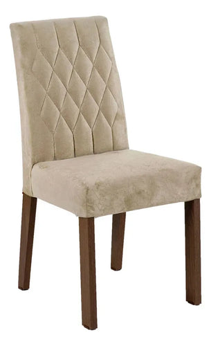 Imagem 9 de 10 de Sala Jantar Estofada Mesa Tampo Vidro 4 Cadeiras Madesa Anaju Rci Cor Rustic/Crema/Imperial MDJA0401387GSIM