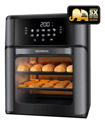 Imagem 1 de 9 de Fritadeira Elétrica AFON-12L-BG Forno Oven 12 Litros Preto Mondial