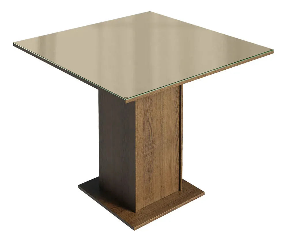 Sala Jantar Estofada Mesa Tampo Vidro 4 Cadeiras Madesa Anaju Rci Cor Rustic/Crema/Imperial MDJA0401387GSIM - Image 8