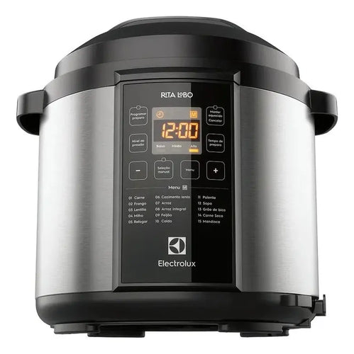 Imagem 4 de 6 de Panela Pressão Elétrica Electrolux Digital Capacidade 6L Silenciosa Segura 10 Travas Segurança 15 Receitas Pré-Programadas 3 Níveis Pressão PCC20 Inox Preto Por Rita Lobo
