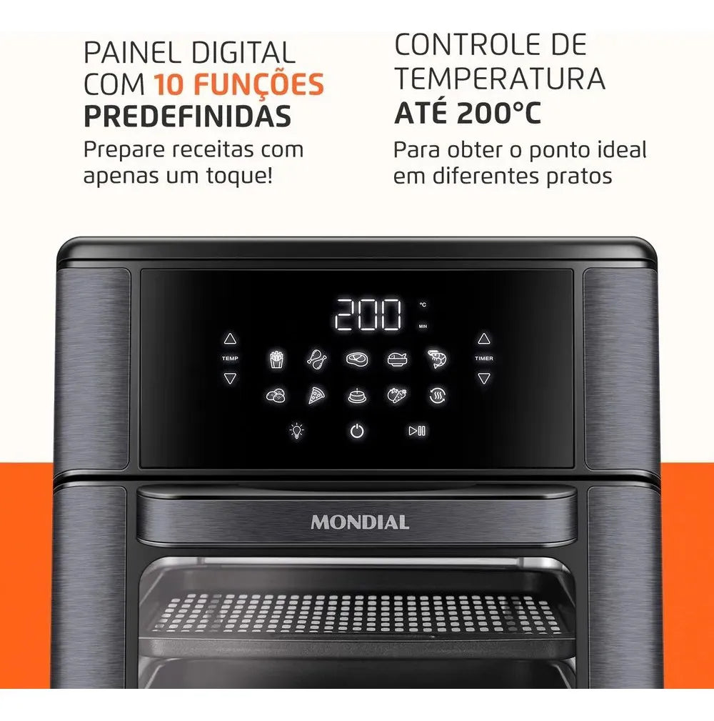 Fritadeira Elétrica AFON-12L-BG Forno Oven 12 Litros Preto Mondial - Image 7