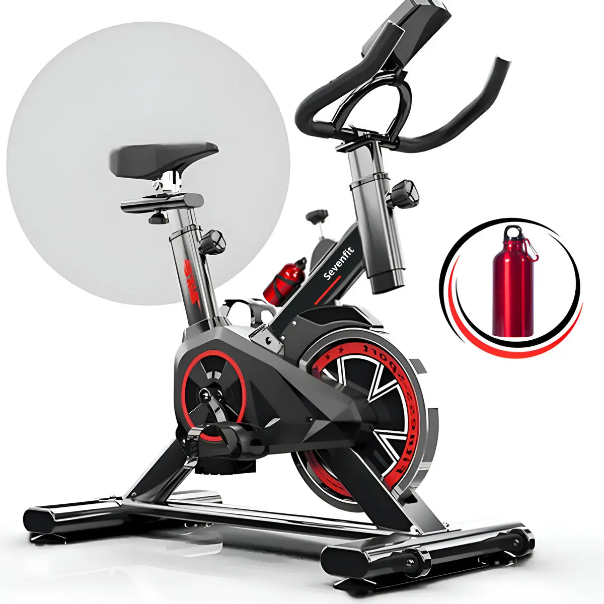 Bicicleta Ergométrica Fitness Para Cardio E Musculação Com Base Cor Preto E Vermelho 6kg Inercia Marca Sevenfit - Image 1