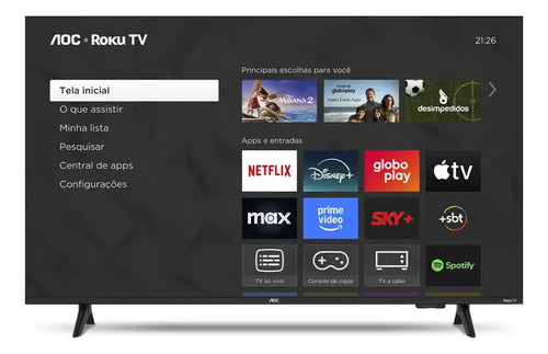 Imagem 2 de 7 de Smart Tv 43 Aoc Led Roku Full Hd Wi-fi 60hz Hdmi Usb 43s5155/78g