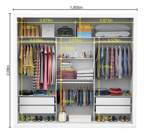 Imagem 5 de 9 de Guarda-Roupa Carioca Móveis Melissa Glass cor branco de MDP com 3 portas corrediças Branco