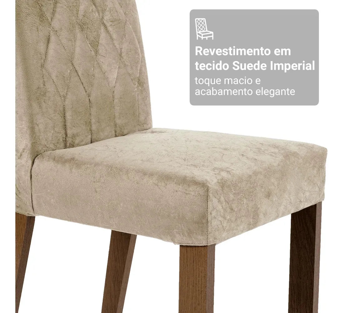 Sala Jantar Estofada Mesa Tampo Vidro 4 Cadeiras Madesa Anaju Rci Cor Rustic/Crema/Imperial MDJA0401387GSIM - Image 6