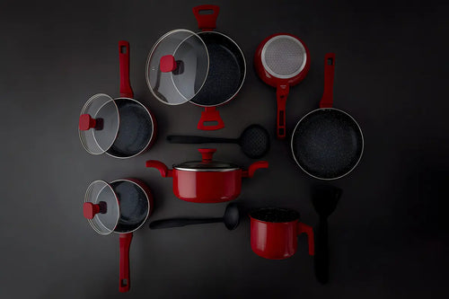 Imagem 10 de 10 de Conjunto Panelas Indução Cerâmico Pratic Cook Red 10 Pç Mimo