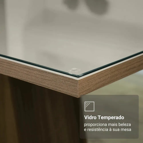 Imagem 7 de 10 de Sala Jantar Estofada Mesa Tampo Vidro 4 Cadeiras Madesa Anaju Rci Cor Rustic/Crema/Imperial MDJA0401387GSIM