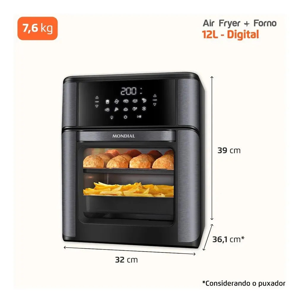 Fritadeira Elétrica AFON-12L-BG Forno Oven 12 Litros Preto Mondial - Image 9