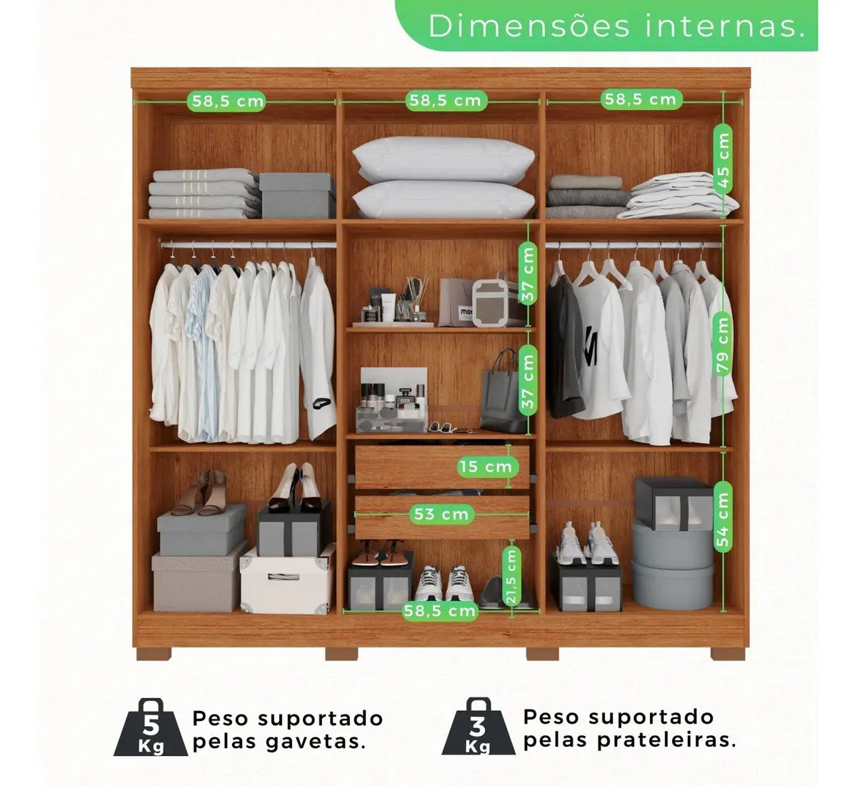 Guarda-roupa Casal 6 Portas 2 Gavetas França Cinemomo/Off-White - Image 3