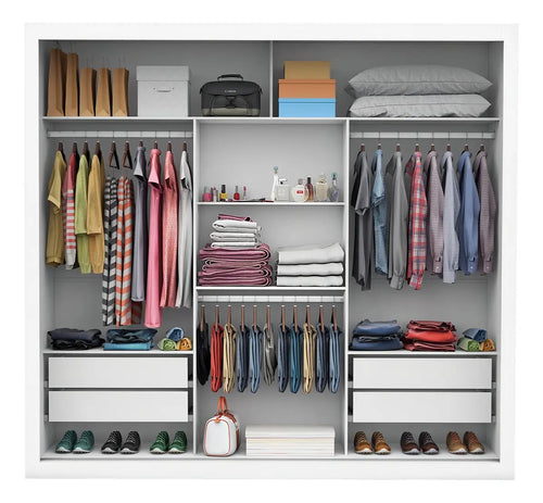 Imagem 2 de 9 de Guarda-Roupa Carioca Móveis Melissa Glass cor branco de MDP com 3 portas corrediças Branco