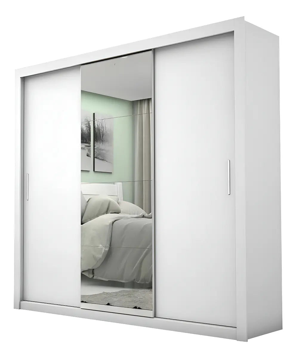 Guarda-Roupa Carioca Móveis Melissa Glass cor branco de MDP com 3 portas corrediças Branco - Image 1