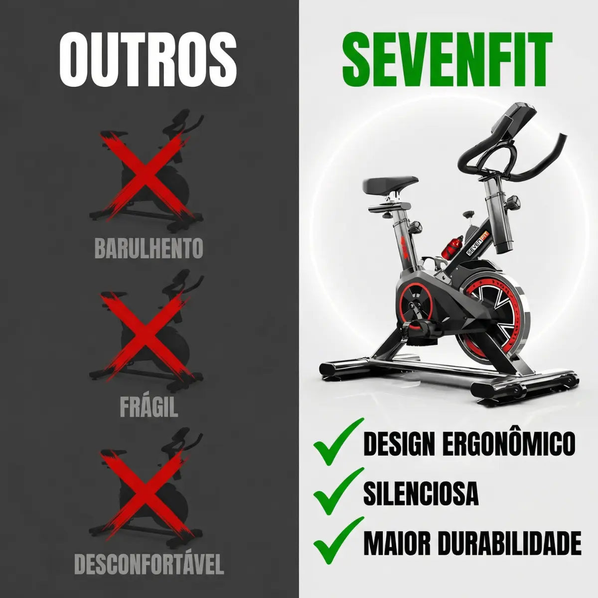 Bicicleta Ergométrica Fitness Para Cardio E Musculação Com Base Cor Preto E Vermelho 6kg Inercia Marca Sevenfit - Image 2