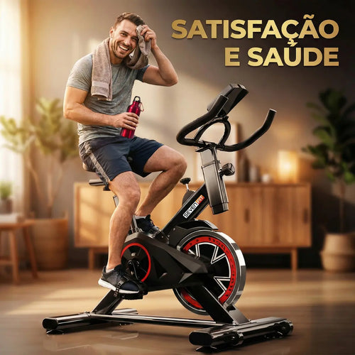 Imagem 8 de 9 de Bicicleta Ergométrica Fitness Para Cardio E Musculação Com Base Cor Preto E Vermelho 6kg Inercia Marca Sevenfit