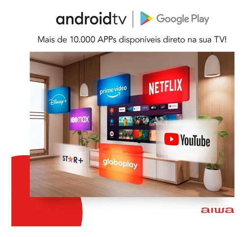 Imagem 5 de 9 de Smart TV AIWA 32” Android HD Borda Ultrafina HDR10 Dolby Áudio AWS-TV-32-BL-02-A