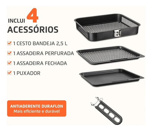 Imagem 3 de 9 de Fritadeira Elétrica AFON-12L-BG Forno Oven 12 Litros Preto Mondial