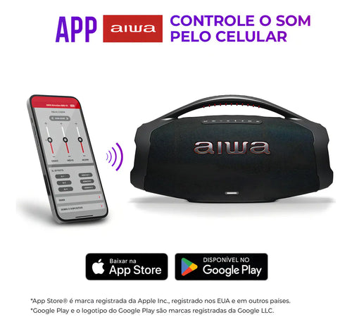 Imagem 7 de 11 de Caixa De Som Boombox Aiwa AWS-BBS-01B 200w IP66 30hs De Bateria Cor Preto