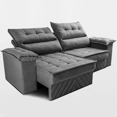 Imagem 6 de 7 de Sofá Retrátil 2,10m Molas E Espuma D33 Thunder Cor Cinza. Cama Inbox