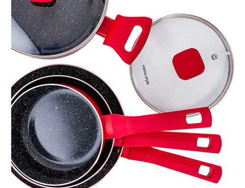 Imagem 4 de 10 de Conjunto Panelas Indução Cerâmico Pratic Cook Red 10 Pç Mimo