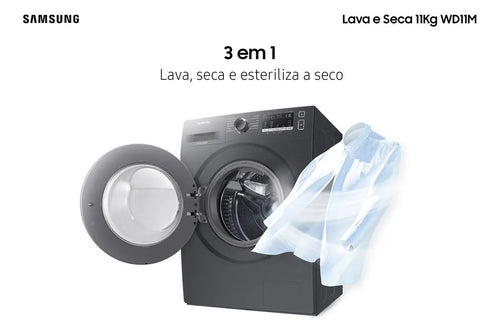 Imagem 2 de 7 de Lava E Seca Samsung Wd11m Com Digital Inverter Inox 11kg Cor Inox look