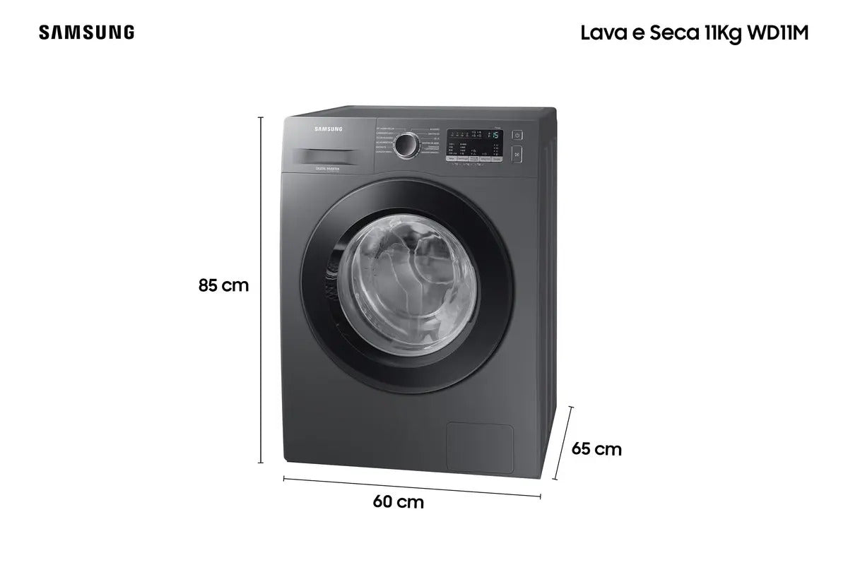 Lava E Seca Samsung Wd11m Com Digital Inverter Inox 11kg Cor Inox look - Image 6