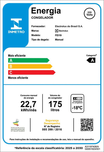 Imagem 7 de 7 de Freezer Vertical Fei19 175l Inverter Branco Electrolux
