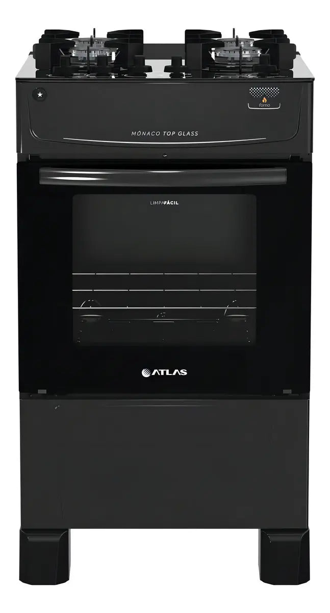 Fogão 4 Bocas Atlas Mônaco Top Glass com Mesa de Vidro e Acendimento Automático Preto Bivolt - Image 2