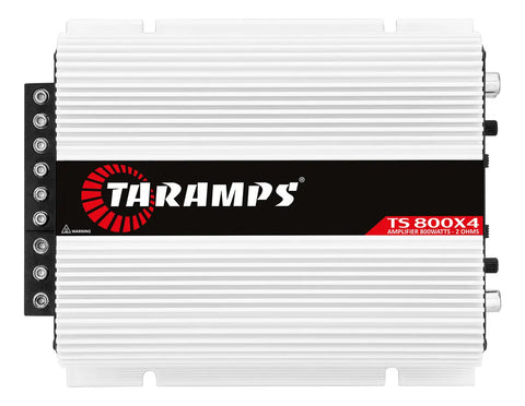 Modulo Taramps Ts800x4 2 Ohms 800W Potencia Rms Amplificador Som Automotivo Entrada Rca E Fio Crossover LPF FULL HPF Subwoofer Kit Duas Vias Drivers T800 4 Canais Carro Camionete Conexao Bridge Branco