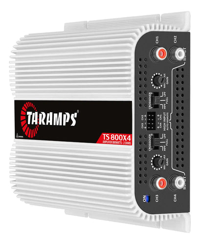 Imagem 3 de 9 de Modulo Taramps Ts800x4 2 Ohms 800W Potencia Rms Amplificador Som Automotivo Entrada Rca E Fio Crossover LPF FULL HPF Subwoofer Kit Duas Vias Drivers T800 4 Canais Carro Camionete Conexao Bridge Branco